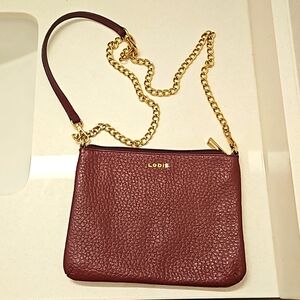 NWOT Lodis Purple Leather Gold Chain Convertible Bag